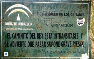 Cartel Caminito del Rey Intransitable